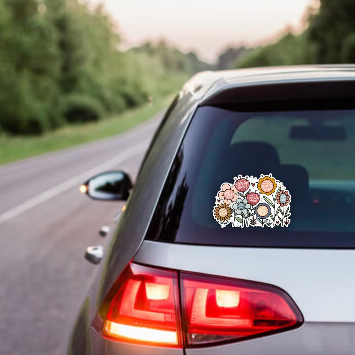 Wild Flowers Car Stickers, Car Decals with Butterfly, Car Rearview Mirror Stickers, Cute Bumper Sticker, Cute Car Sticker, Car Accessories image number 3