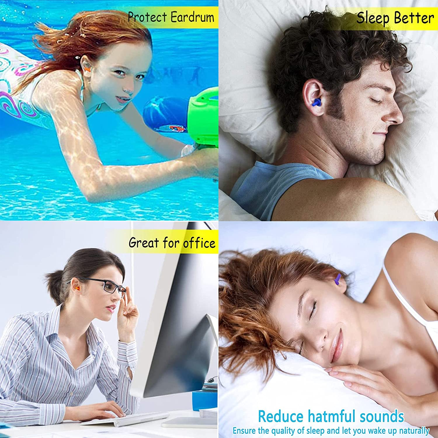 8Pairs Silicone Swimming Earplugs Waterproof with Case, Reusable Flexible Silicone for Sleep, Flights, Swimming, Surfing image number 3