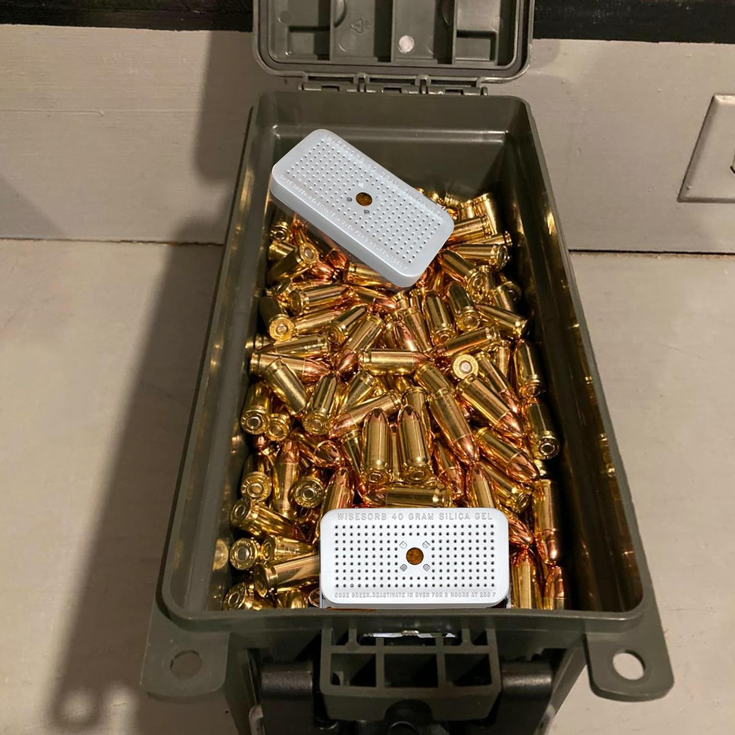 Wisesorb 40G Indicating Silica Gel Dehumidifier Desiccant Tin Canister, Wisetin Orange to Green Color Changing, SG-40 No Cobalt (II) Chloride-Reusable (Pack of 2) image number 5