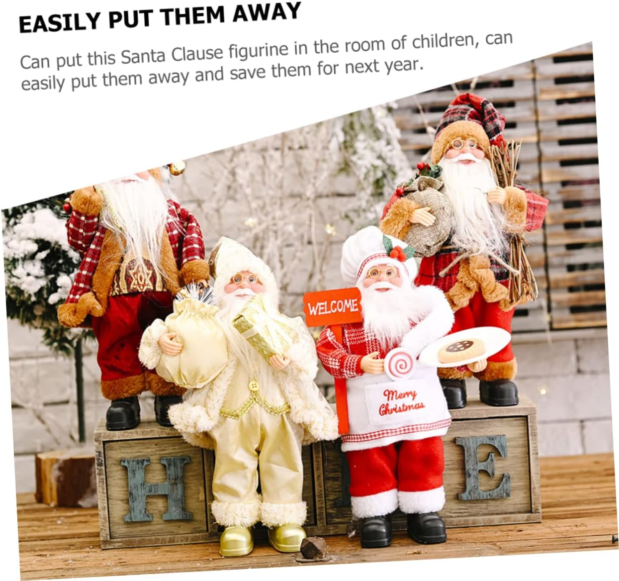 Standing Santa Claus Doll for Xmas Tabletop Xmas Ornament for Christmas House Decorations and Show Window Display image number 4