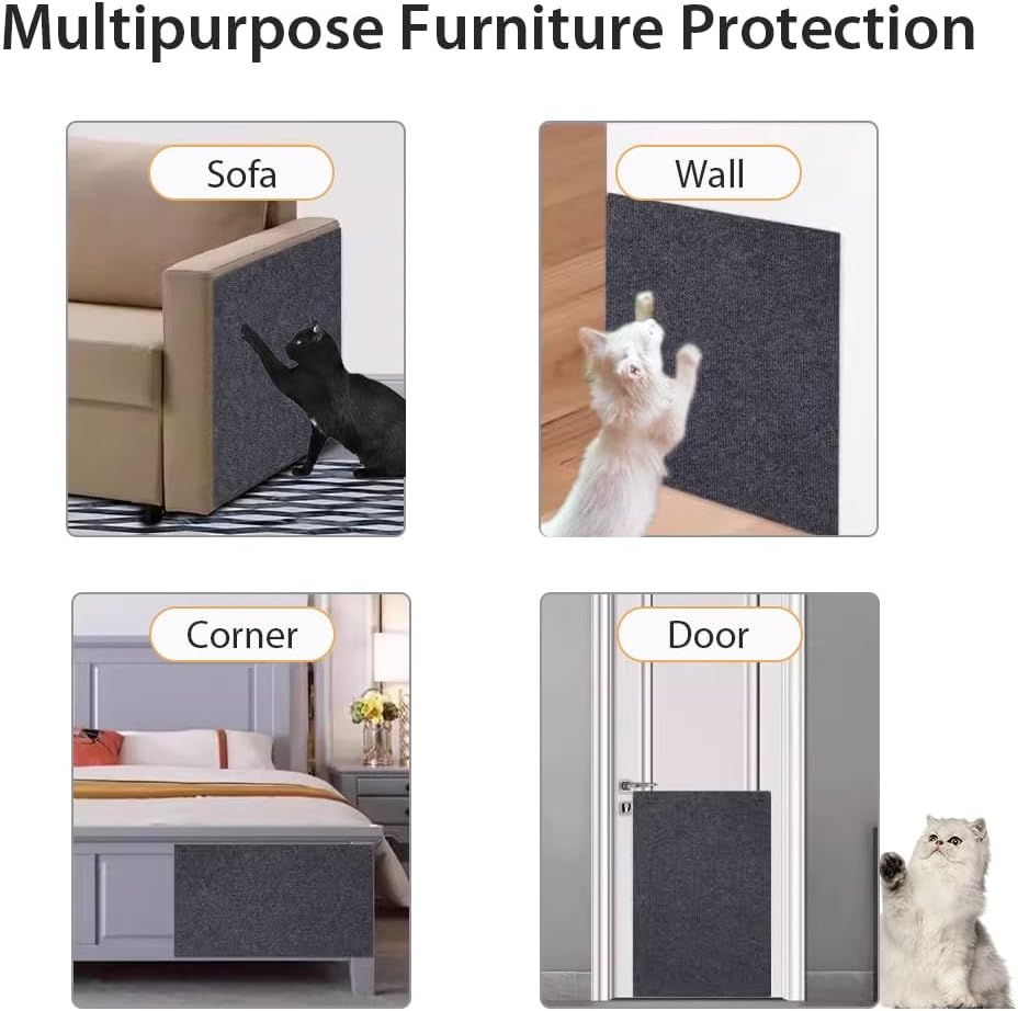 NATUYA Self-Adhesive Scratching Mat, Cat Scratching Mat, Cat Scratching Mat, Cat Scratching Board, Cat Wall Activity Scratching Posts (Dark Gray, 40 * 100CM) image number 4