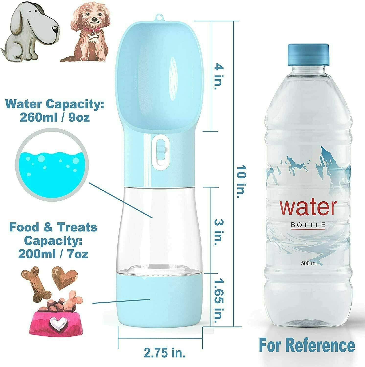 2 In1 Puppy Dog Cat Pet Water Bottle Cup Drinking Travel Outdoor Portable Feeder Bpa-Free Plastic for Outdoor Walking, Hiking, Travel (Pink) image number 1