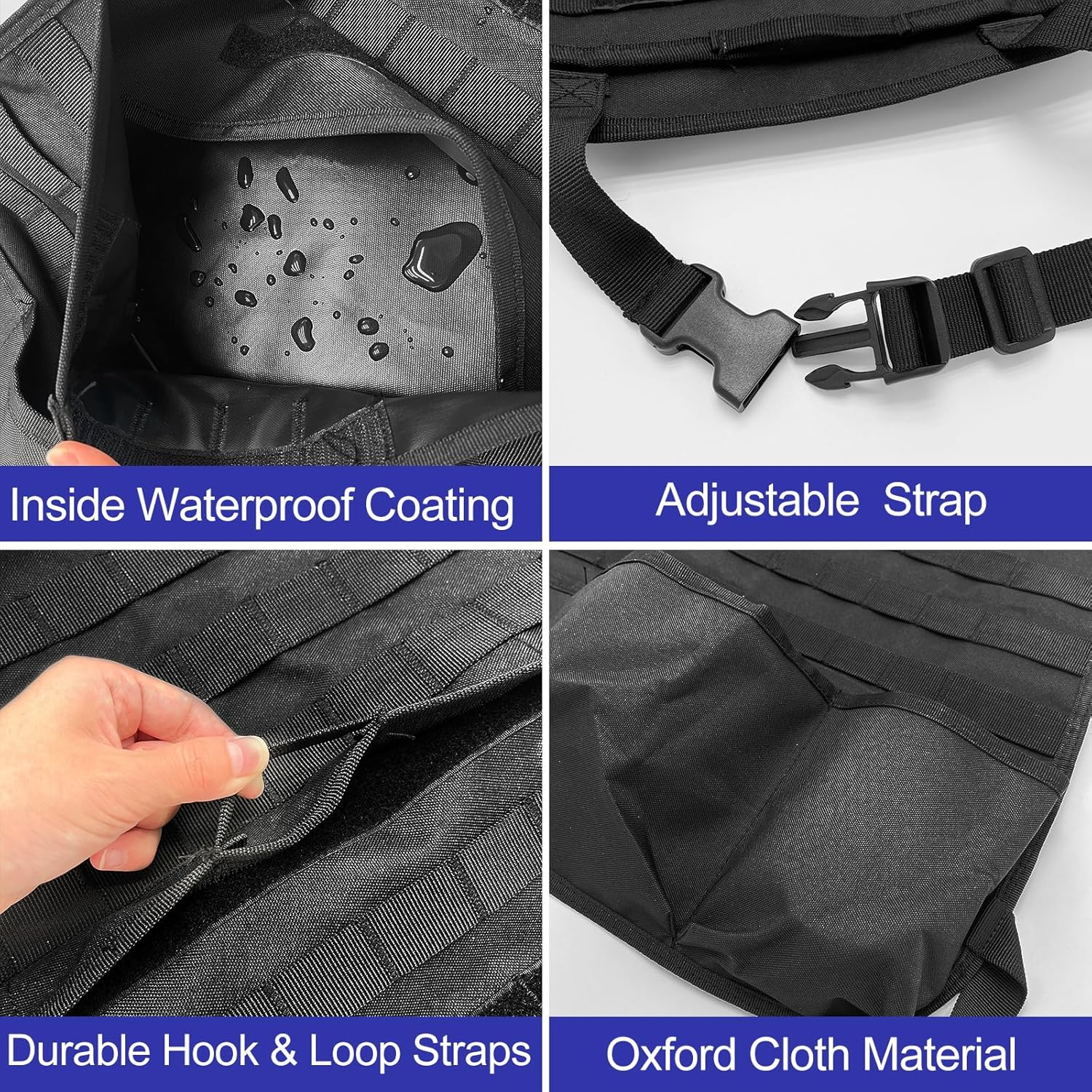 Car Seat Back Organizer, Upgraded Tactical Molle Vehicle Panel, Universal Back Seat Storage Molle Pouches Bag, Car Seat Cover Protector Kick Mat for POER Suzuki Jimny Wrangler SUV Truck, 1 Pack image number 3