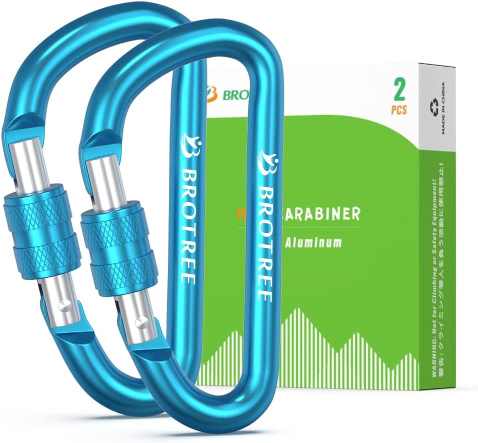 Brotree Small Carabiner Clips Mini Locking Carabiner - 6Cm Aluminum D-Ring