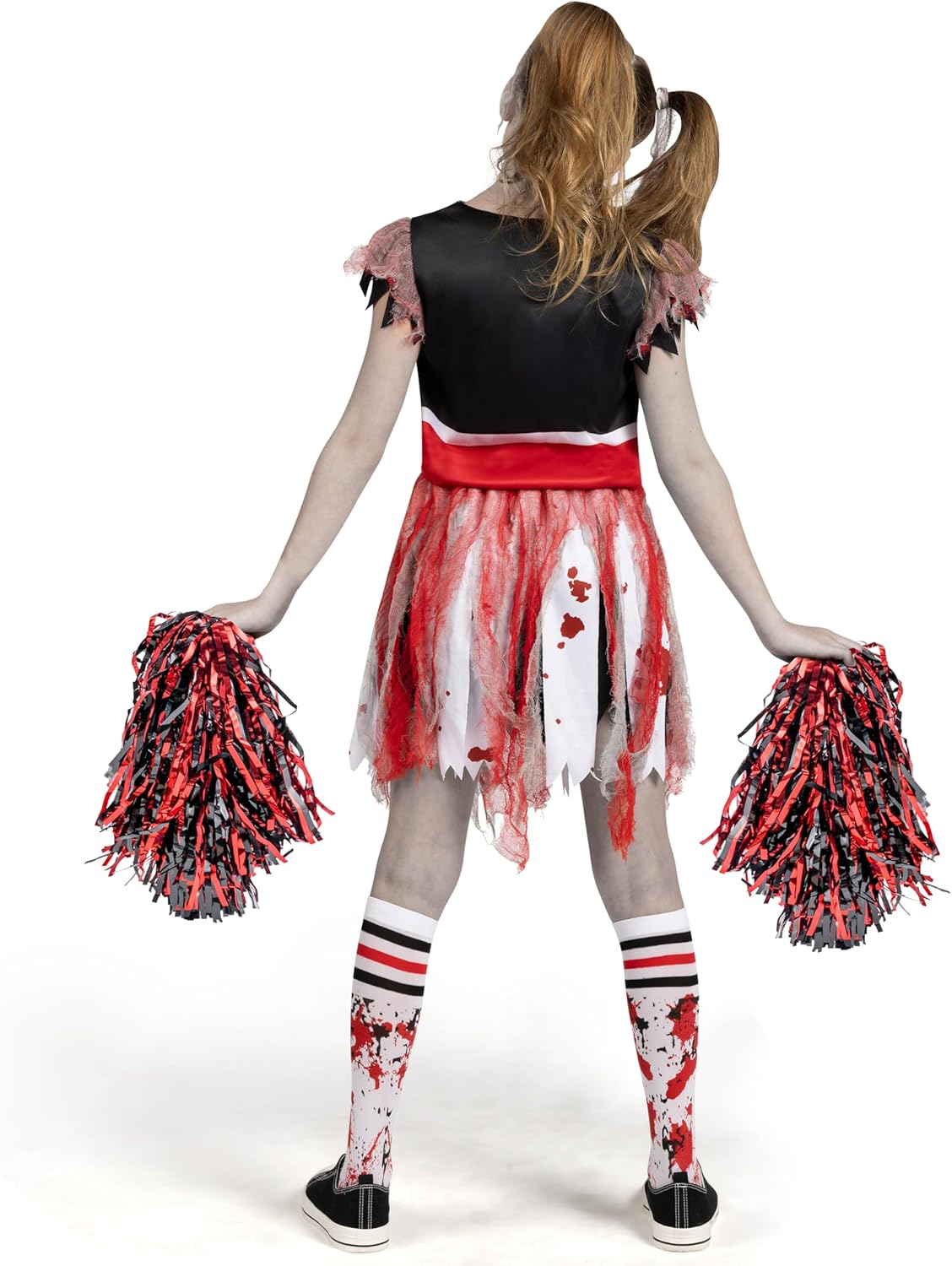 Spooktacular Creations Zombie Halloween Cheerleader Costume, Girls Scary Cheerleading Outfit for Halloween Role Play Parties image number 4