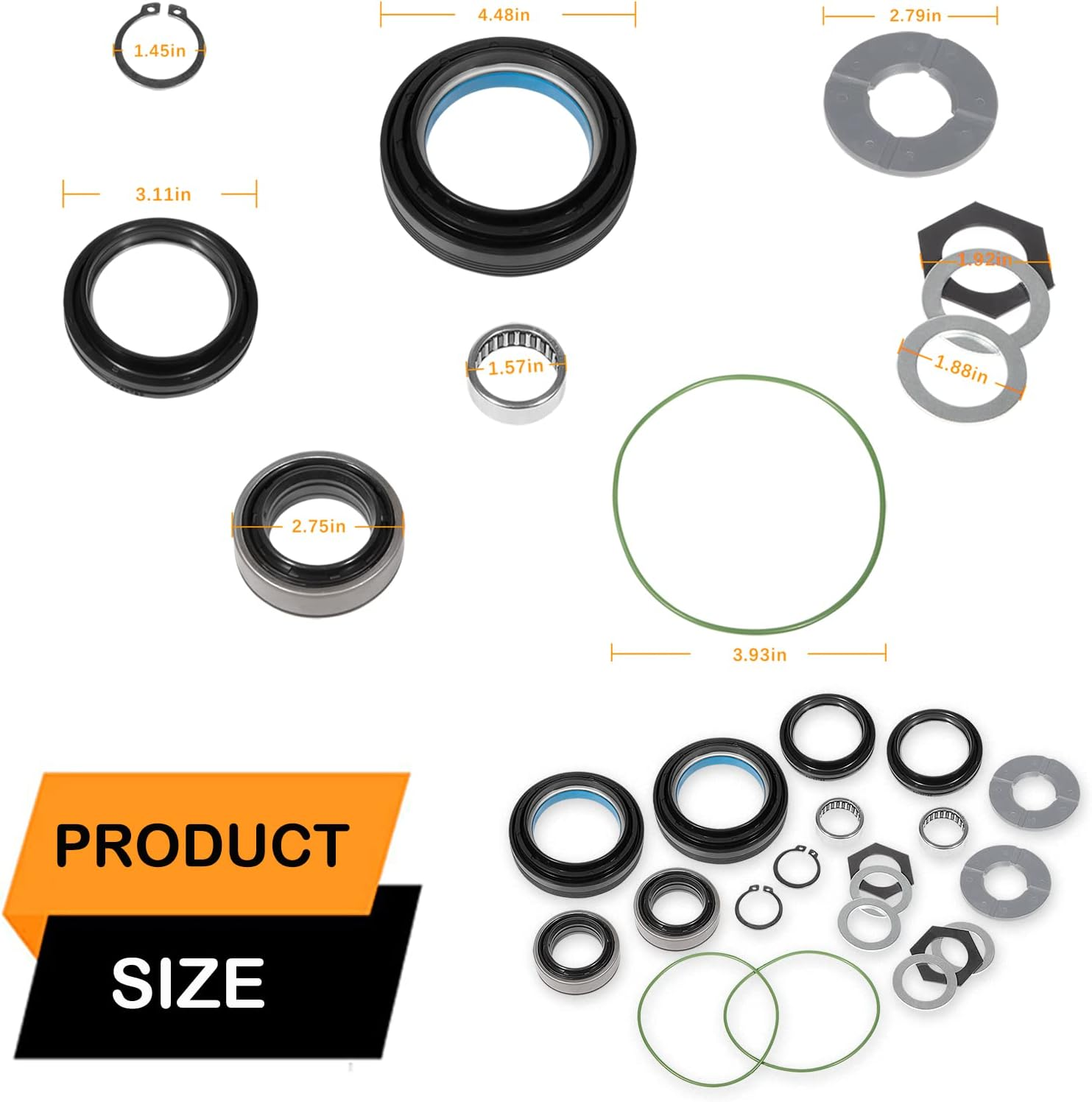 Axle Bearing Seal and Small Parts Kit for Ford 1998 1999 2000 2001 2002 2003 2004 F250 F350 Super Duty Excursion Dana50 60 Front Axle Knuckle Tube, Front Oil Seal Set with Leaf Spring Front Suspension image number 5
