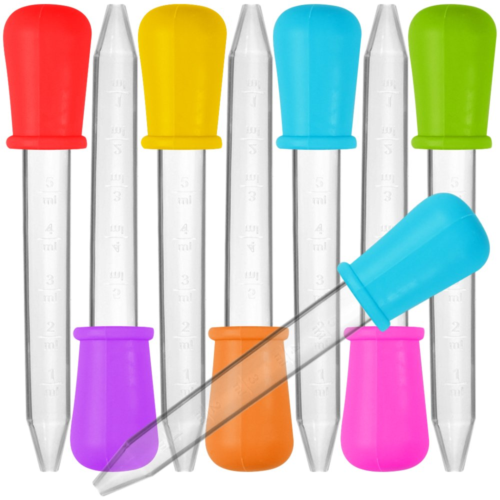 8 Pcs Liquid Droppers, SENHAI Silicone and Plastic Pipettes Transfer Eyedropper with Bulb Tip for Candy Oil Kitchen Kids Gummy Making &ndash; 7 Colors image number 4
