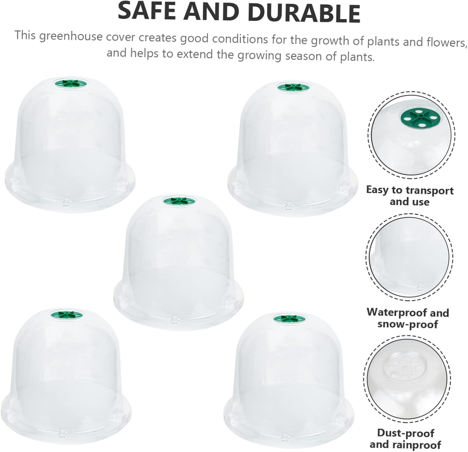 Toddmomy 5Pcs Reusable Plant Transparent Greenhouse Dome for Outdoor Plants Easy to Install for Harsh Weather Conditions image number 5