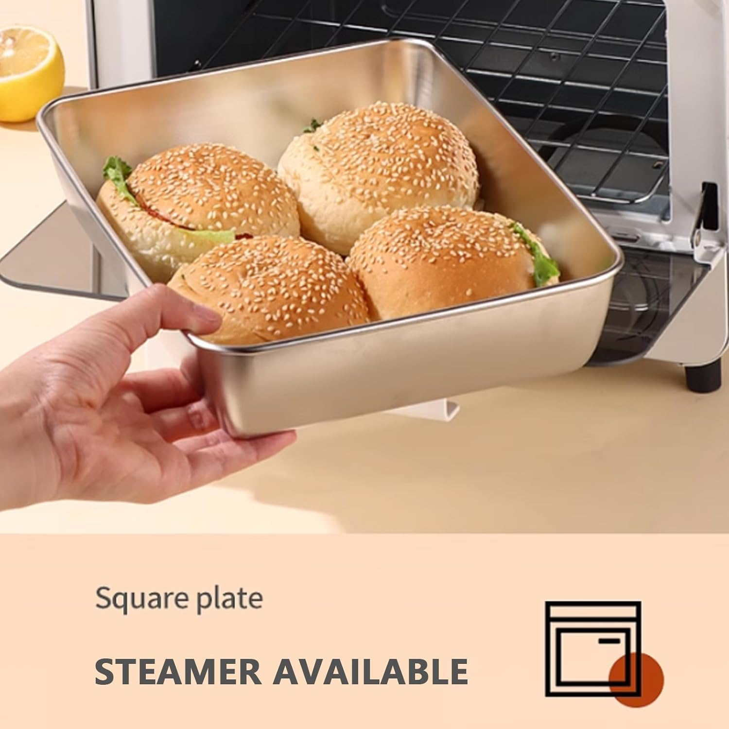 Set of 3,Stainless Steel Rectangle Food Storage Box Container- Leak Plastic Lid Dishwasher Safe - Plastic Free -Clear Lid (3) image number 2