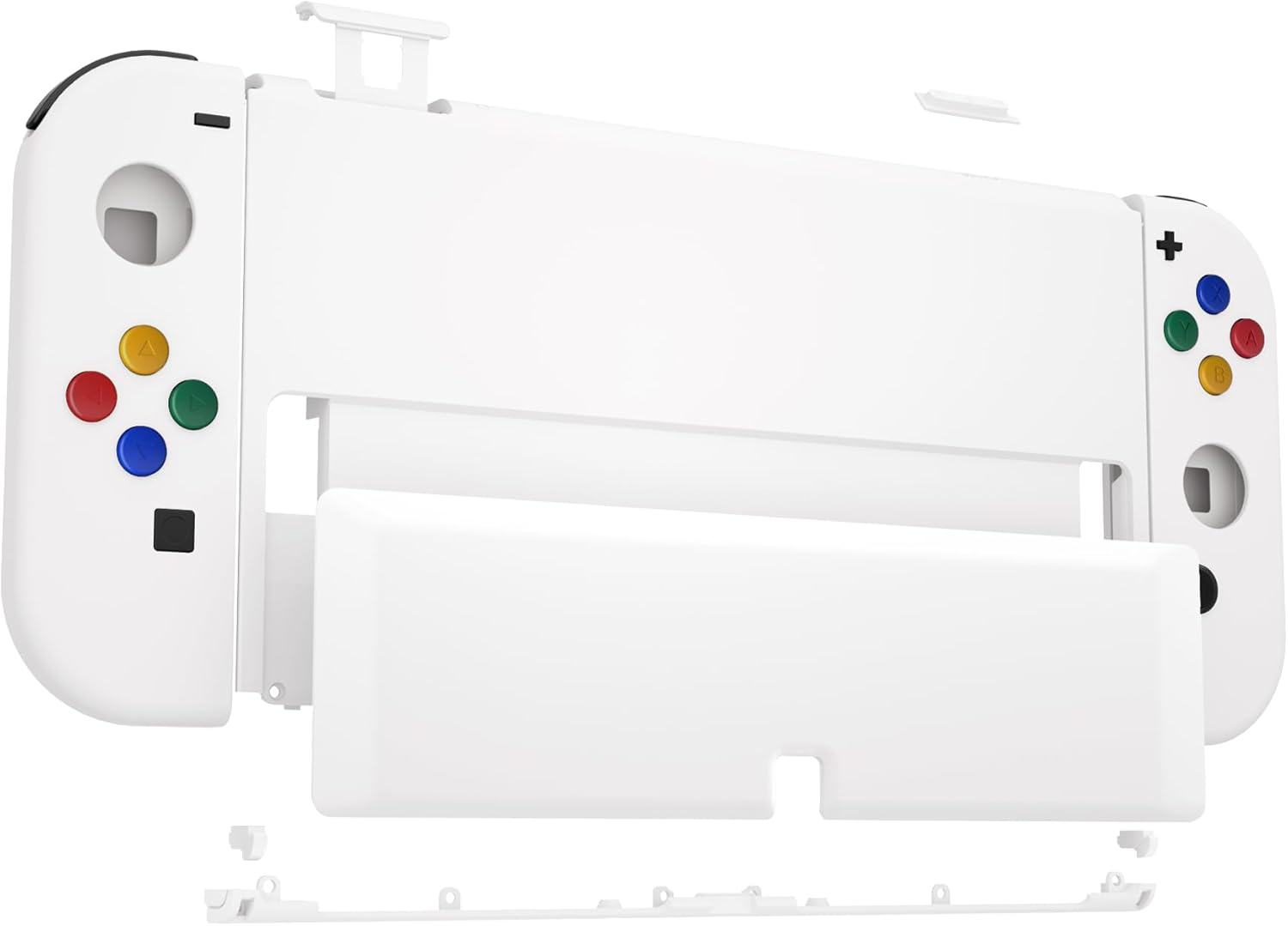 Extremerate DIY Full Set Shell Buttons for Nintendo Switch OLED, White Replacement Console Back Plate & Kickstand, Custom Case Housing for Nintendo Switch OLED Joycon Controller [Control NOT Included] image number 1