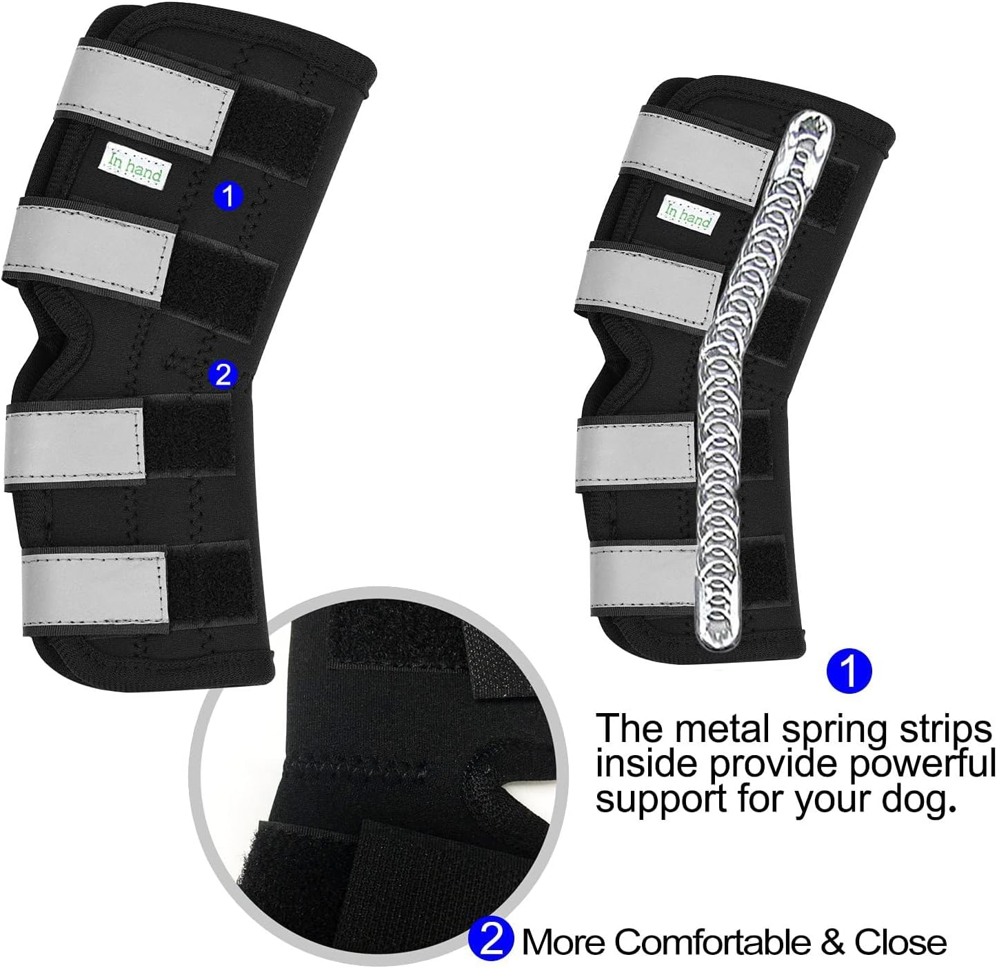 Dog Leg Braces for Back Leg,Dog Back Leg Support Brace with Dual Metal Strips,Dog Leg Brace with Reflective Straps,Dog Knee Brace for Luxating Patella (XL, Black) image number 5