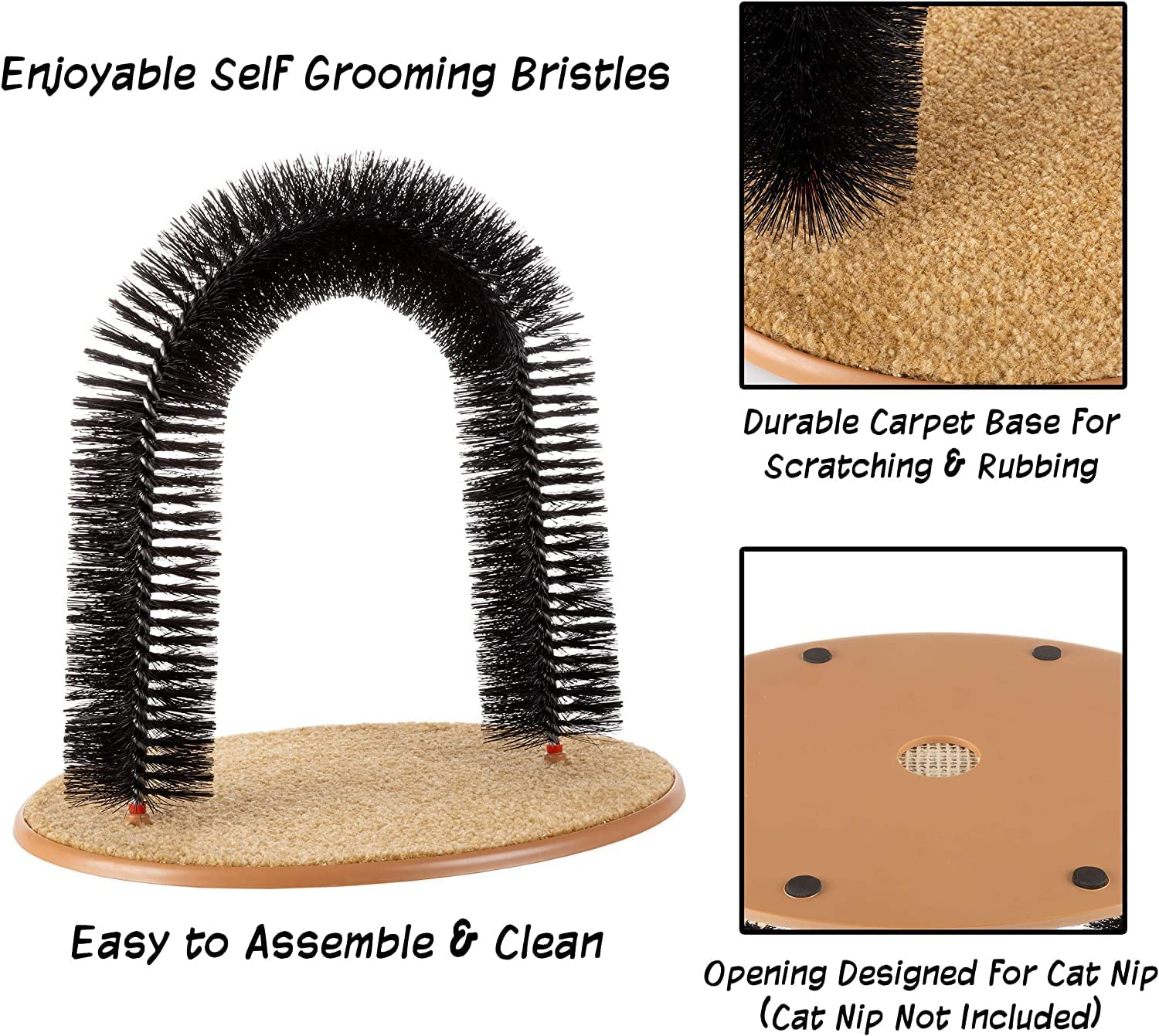 Self Grooming Cat Arch, Scratcher Toys, Brush for Grooming with Scratch Pad and Catnip, Brush for Shedding, Scratching Post, Interactive Toys image number 2