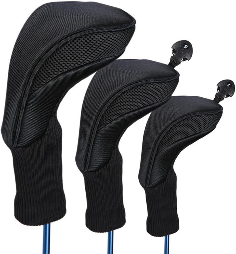 AIMALL 3Pcs Golf Club Head Covers Set for Driver and Fairway Woods, Numbers 1 3 5, Long Neck Design, Nylon Composite with Mesh Fabric image number 1