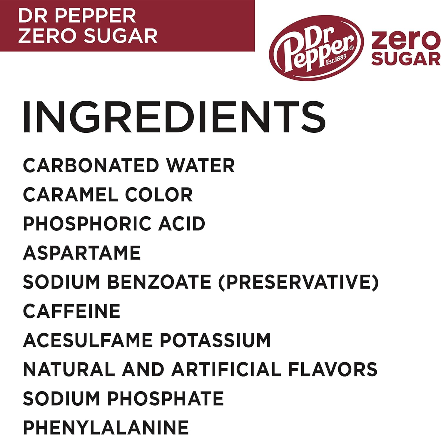 Dr Pepper Zero Sugar Soda, 355Ml X 12 Pack