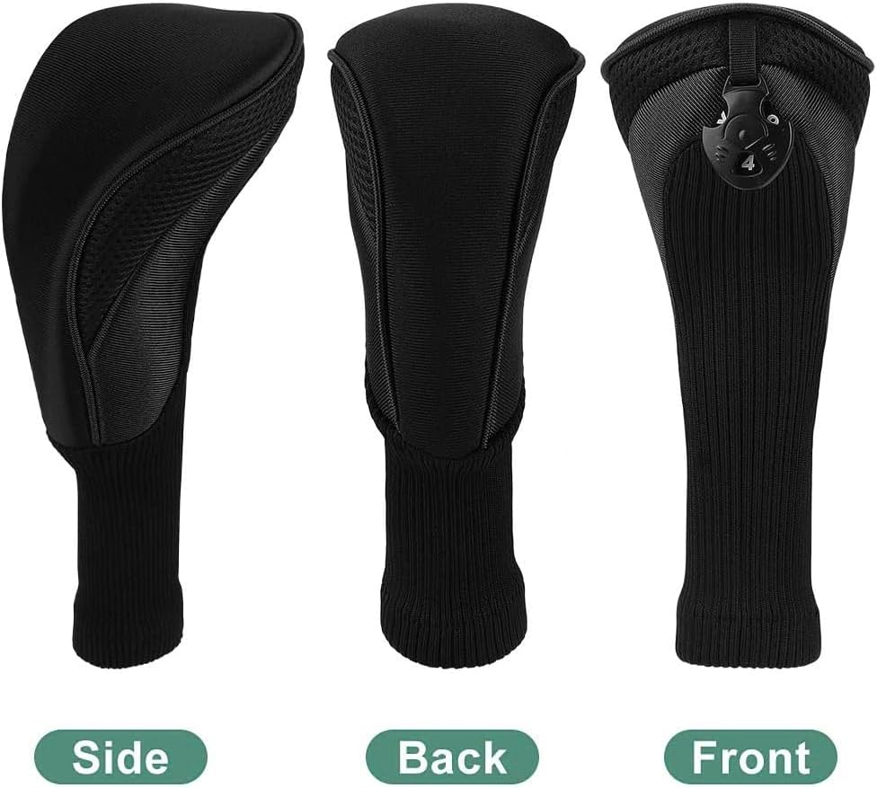 AIMALL 3Pcs Golf Club Head Covers Set for Driver and Fairway Woods, Numbers 1 3 5, Long Neck Design, Nylon Composite with Mesh Fabric image number 5