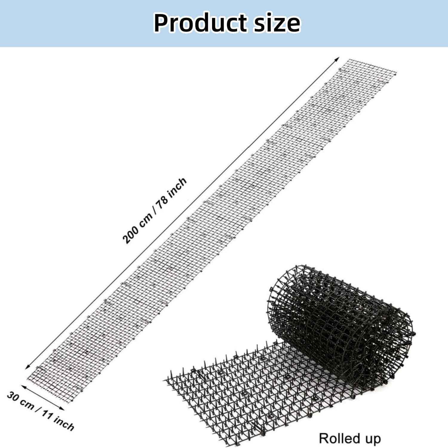 6.6 FT Cat Scat Mat with Spikes Black Cat Deterrent Mats Plastic Scat Mat for Cats Includes 8 U Nails image number 5