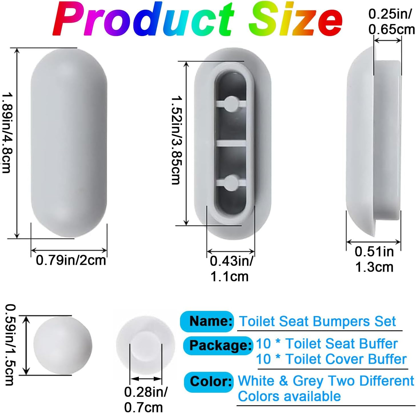 20Pack Toilet Seat Buffer Set, Universal Toilet Seat Cushions Pads Anti-Noise Replacement Seat Buffers for Home Hotel Bathroom (White) image number 5