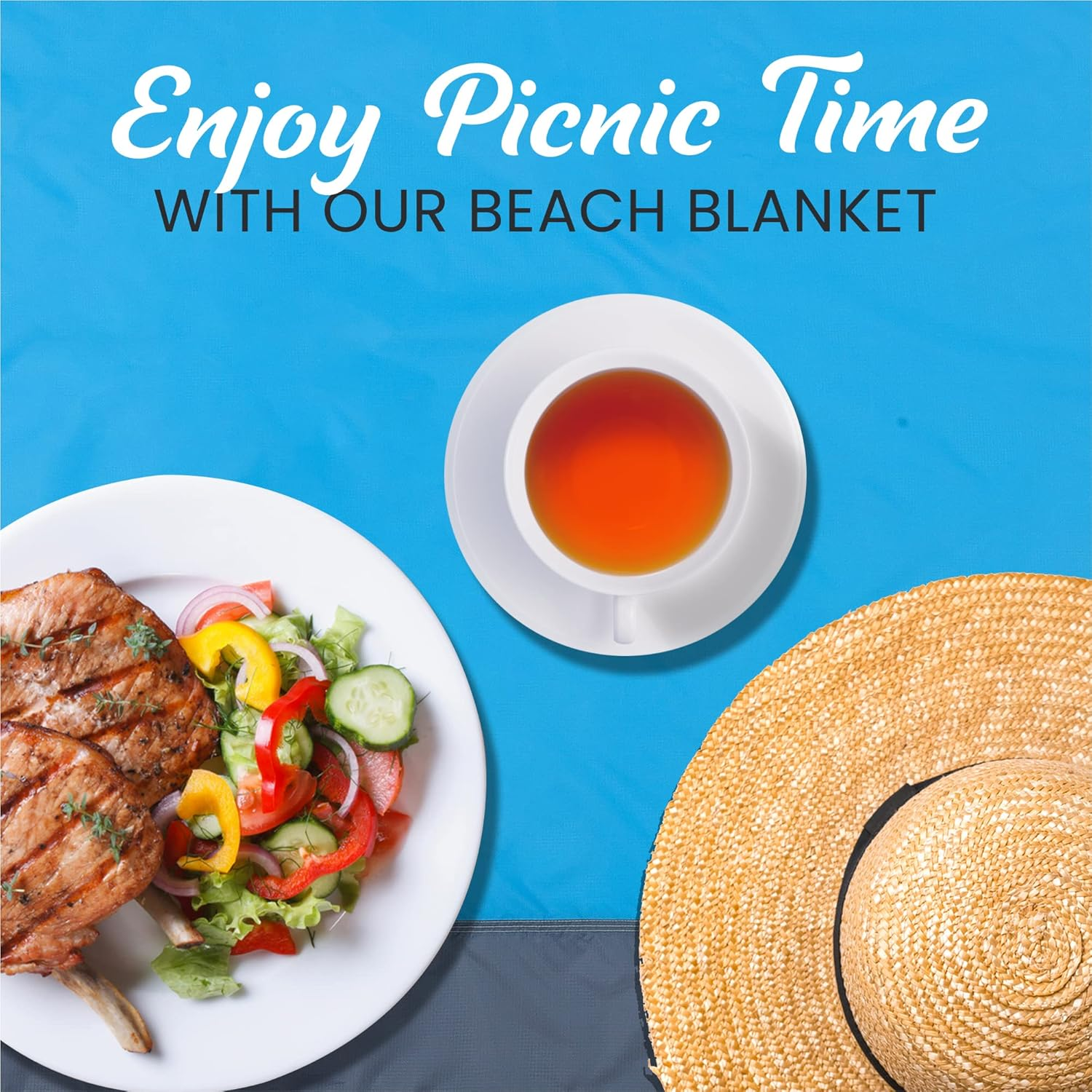 Beach Blanket Waterproof Sandproof - 80&rdquo;X74&rdquo; Beach Mat Sand Free Waterproof - Outdoor Picnic Blankets Beach Accessories Essentials with Durable Bottle Opener Compact Bag, Stake & Pouch (Green Gray) - Green Gray image number 5