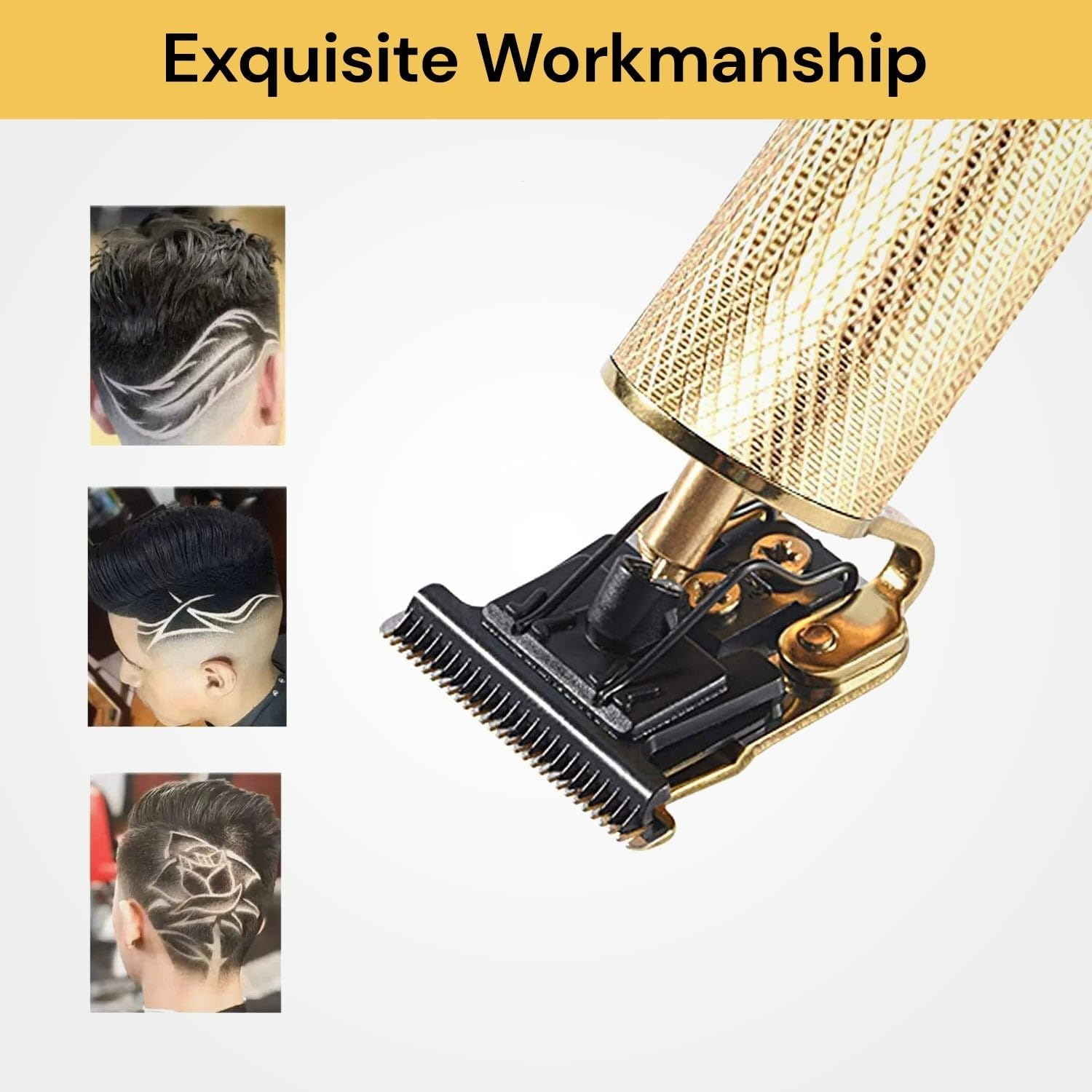 EZONEDEAL Hair Clippers Zero Gapped T-Blade Hair Trimmer Cordless Rechargeable Edgers Clippers Electric Beard Trimmer Shaver Hair Cutting Kit Gifts for Men (Gold) image number 5