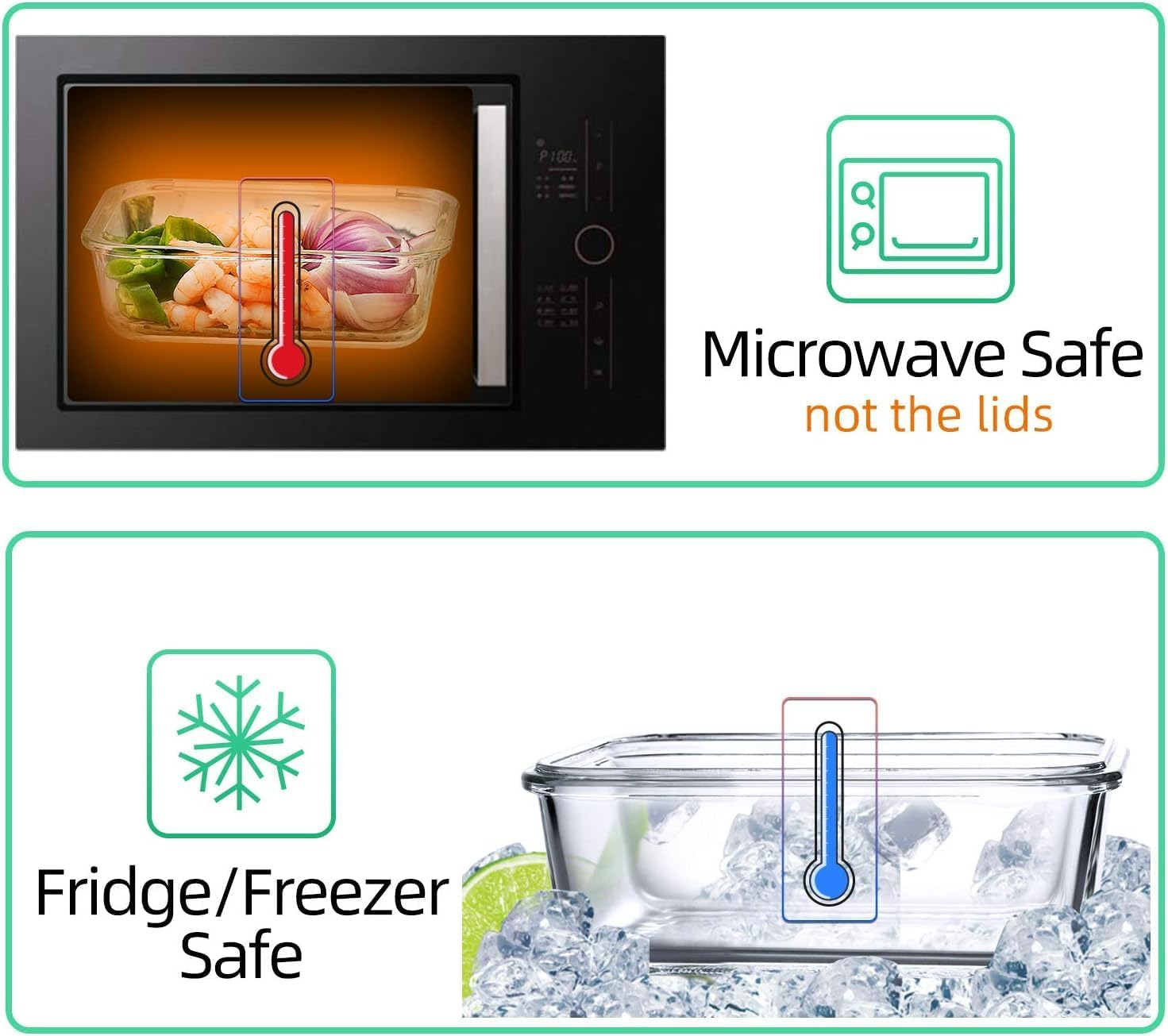 MINYII 10 Pack Glass Food Storage Containers with Lids, Meal Prep Pantry Kitchen Storage Containers for Lunch, Leak Proof, Airtight Glass Lunch Bento Boxes for Microwave, Oven, Freezer (10-Blue-01) image number 6