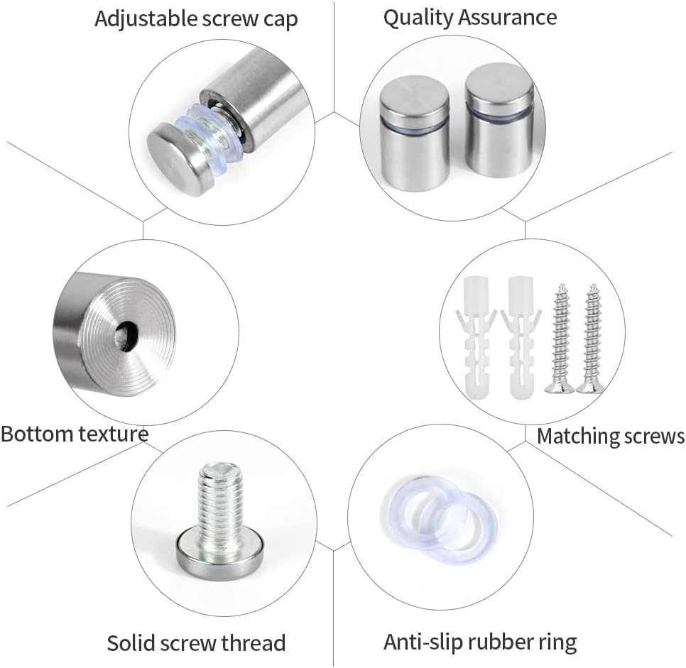 24 Pcs Sign Standoff Screws Advertising Screws Stainless Steel Wall Standoff Mounts Glass Acrylic Nail for Hanging Acrylic Picture Frame (12X25Mm) image number 1