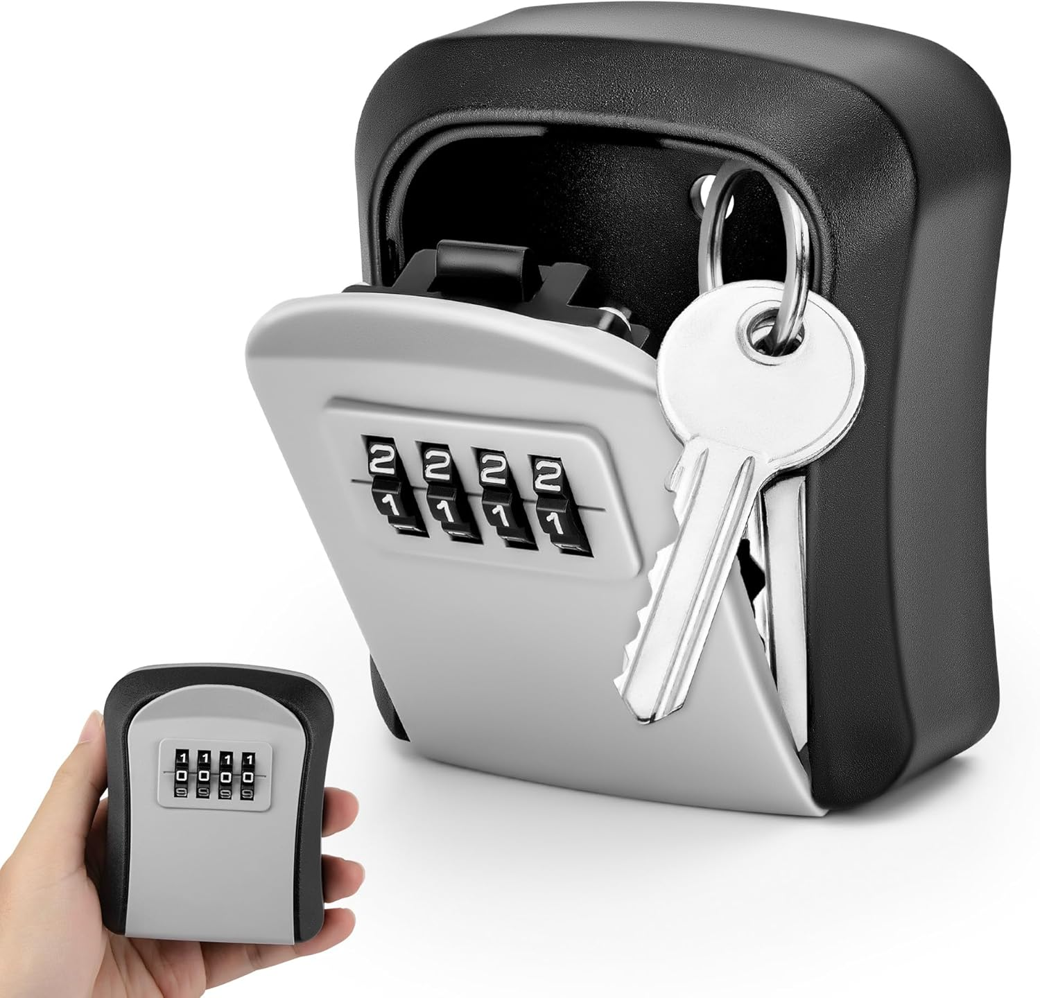 Key Lock Box 4-Digit Combination, for outside Wall Mounted Waterproof, Storage Lockbox Safe Outdoor with Resettable Code