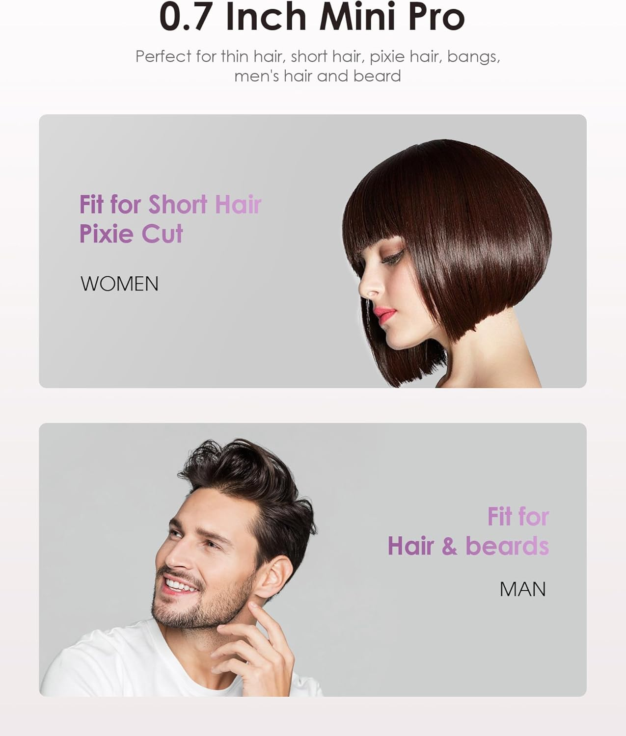 Mini Flat Iron, 0.7 Inch Ceramic Small Hair Straightener for Short Hair Curls Bangs, Portable Travel Iron Dual Voltage with Travel Pouch, 3 Temperature Adjustable image number 2