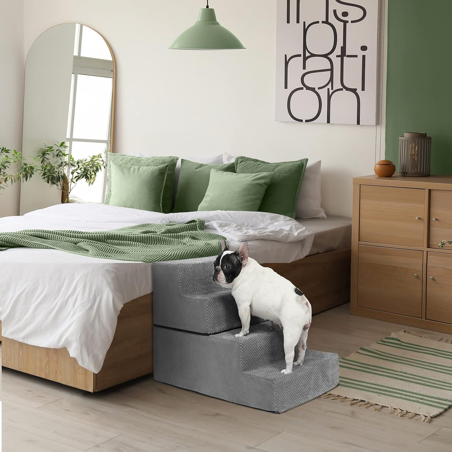 Sturdy Dog Stairs, Detachable Pet Stairs 4-Step Memory Foam Dog Steps with Removable Washable Cover for Smaller & Elder Pets image number 6