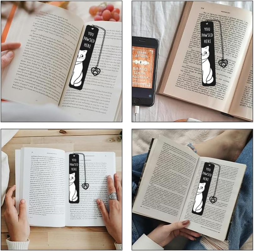 Cat Bookmark for Book Lovers Gifts for Women Men Bestie Friend Funny Cat Lover Christmas Birthday Gifts for Her Him Bookish Book Markers for Readings Cute Book Accessories Bookmarks with Black Tassel