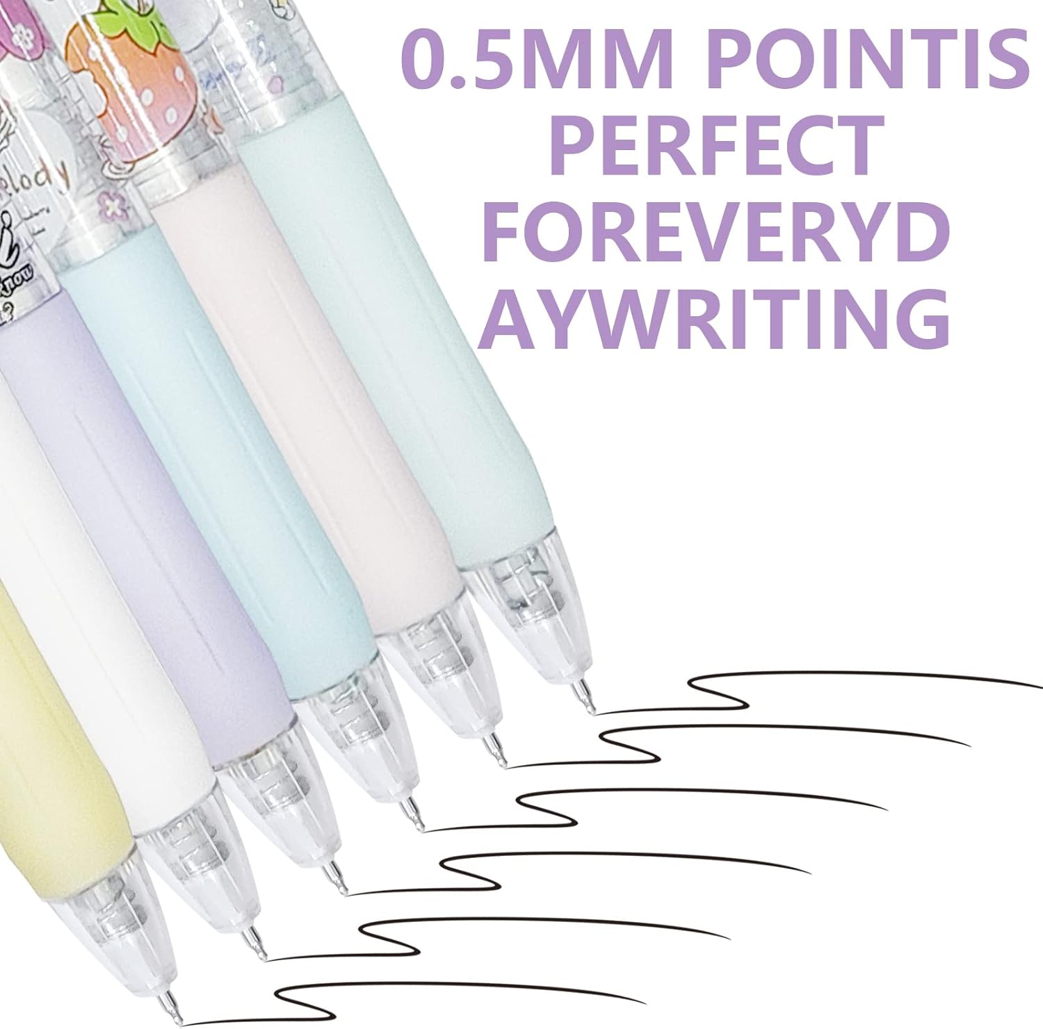 6 Pcs Kuromi My Melody Cinnamoroll Pompompurin Pens Kawaii Hello Kitty Ballpoint Pens School Supplies Anime Cartoon School Supplies 0.5Mm image number 6