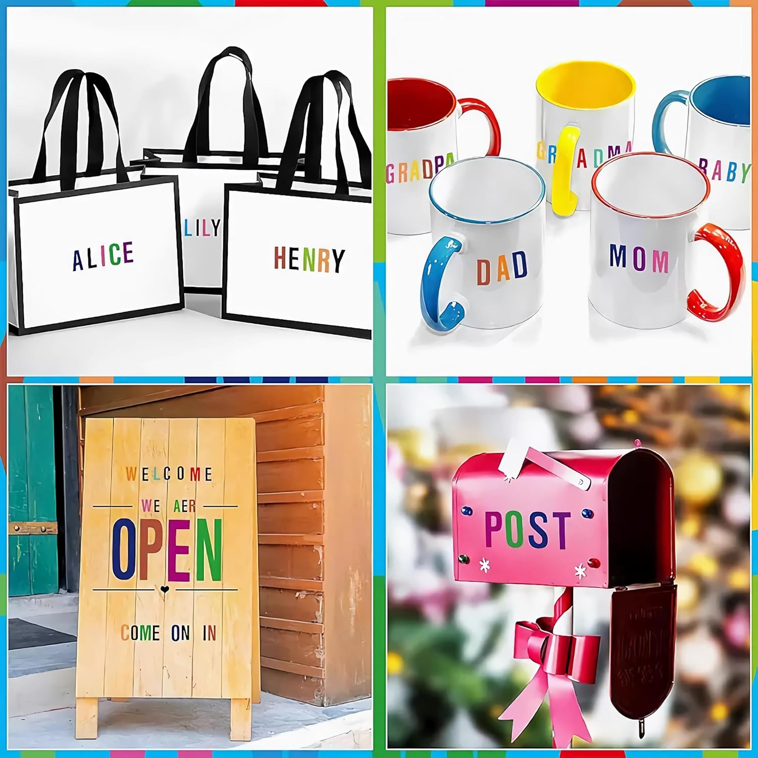 980 Pcs 12 Sheets Vinyl Letter Stickers Small 1 Inch, Colorful Number Stickers Self-Adhesive Waterproof Alphabet Stickers 1" for Mailbox, Bulletin Board, Water Bottles, Scrapbook, DIY (Multi-Colors) - Multiple-Color image number 6