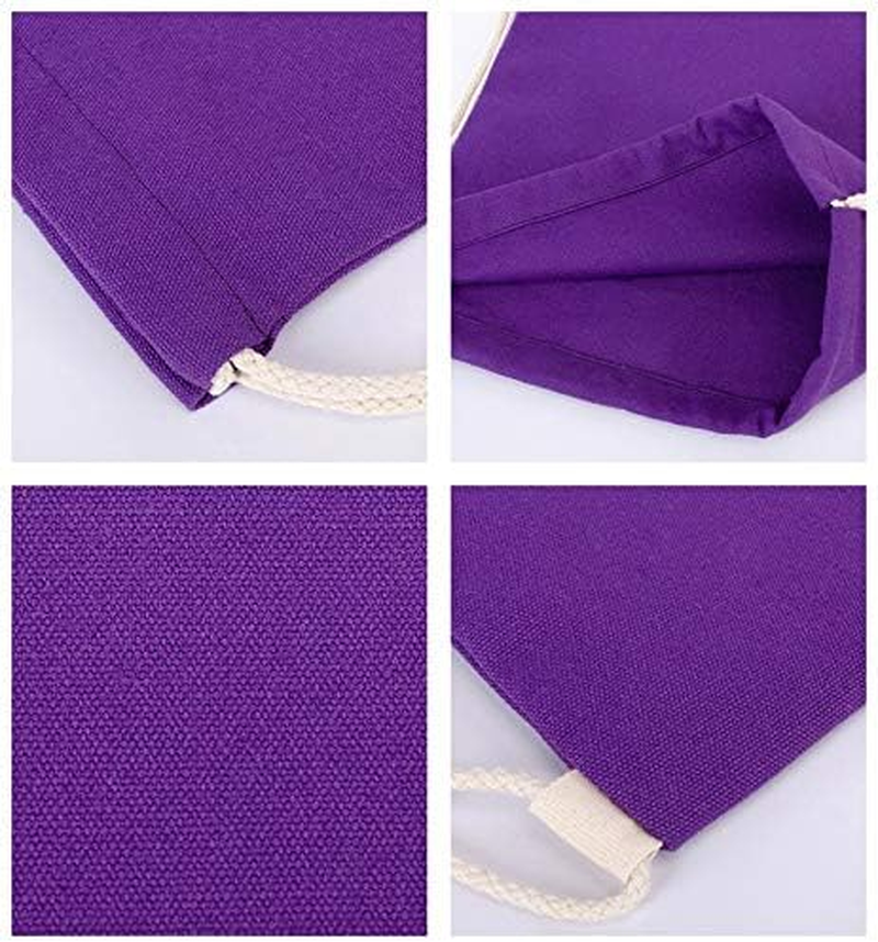 2-Pack Cotton Canvas Drawstring Backpack Gym Sackpack image number 5