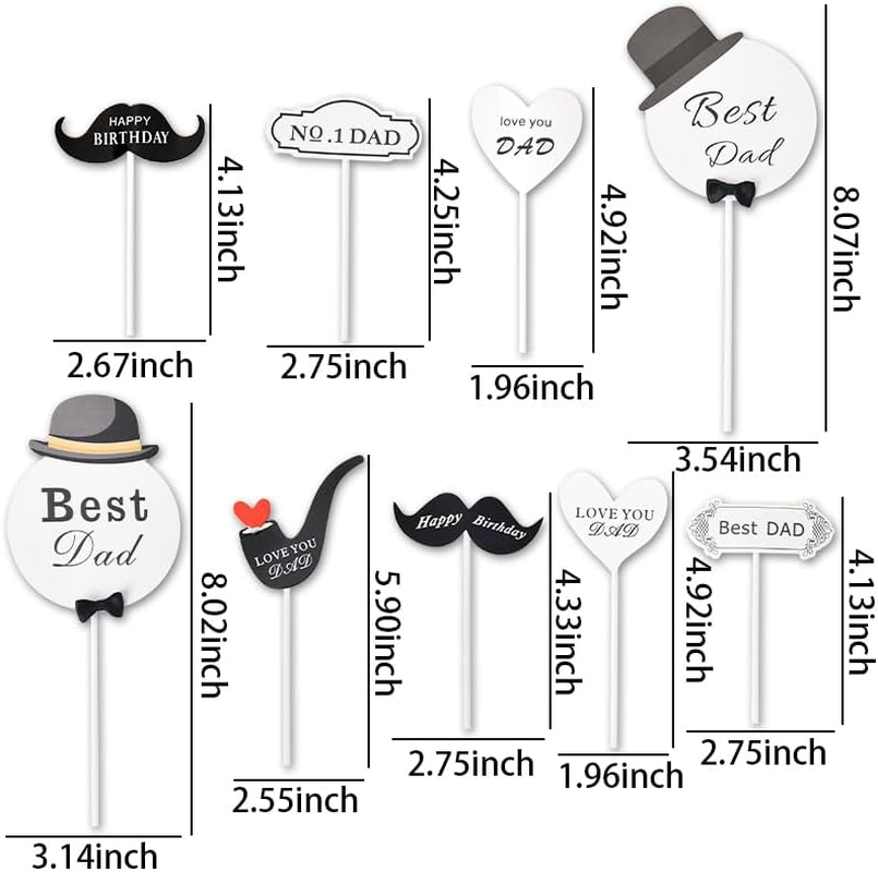 Best Dad Birthday Cake Topper and Decorations - Father'S Birthday Party Decor, Cupcake Toppers, Cake Picks for Daddy - Bday Cup Cake Toppers Birthday Supplies 9 Pcs image number 4