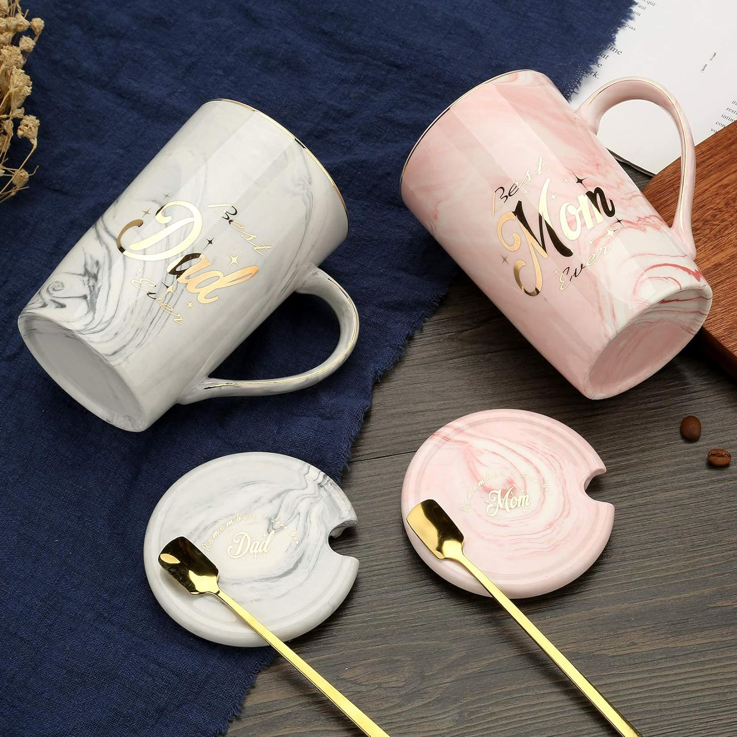 Mom and Dad Mugs - Pregnancy Gifts for First Time Moms - Ceramic Couple Coffee Cups for New Mom New Dad - Gifts for Pregnant Women Parents to Be Baby Shower Mother'S Day Father'S Day image number 5