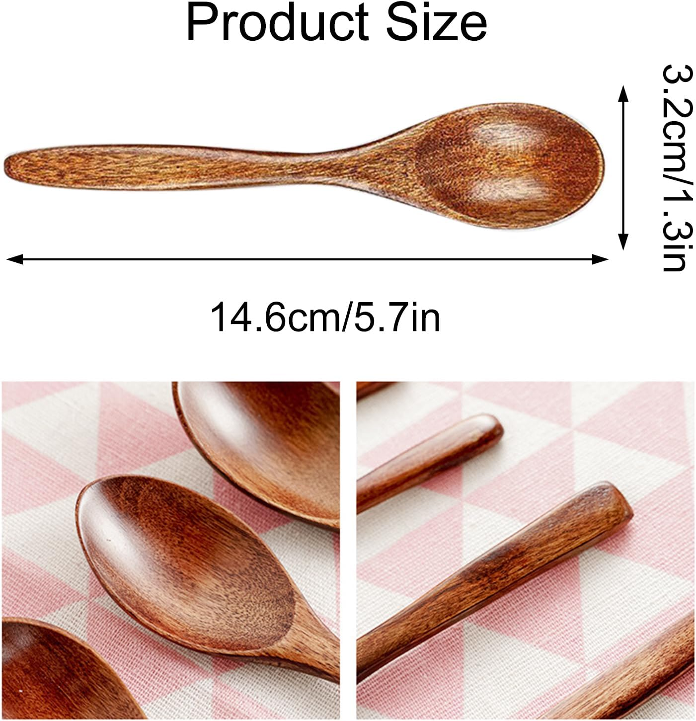 Wooden Spoons, 4 Pcs Wood Long Handle Spoon for Eating Mixing Stirring Cooking Kitchen Restaurant Utensils image number 3