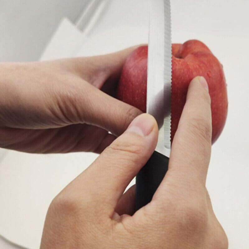 AIMALL 6 Pcs Steak Knives Dinner Set Stainless Steel Serrated Dishwasher Safe Knife - Durable Stainless Steel Serrated Blades with Non-Slip Black Polypropylene Handles image number 5