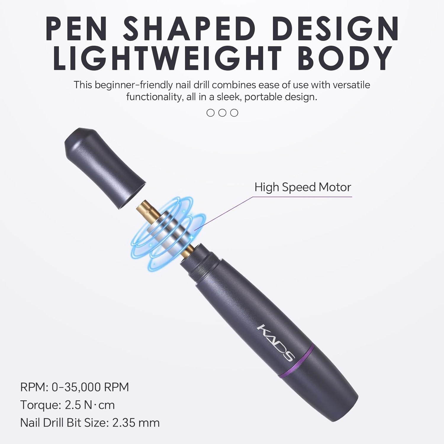 Electric Nail Drill Machine Kit, USB Portable Electric Nail File Efile Set for Acrylic Gel Nails, Manicure Pedicure Tool with Nail Drill Bits Sanding Bands image number 4