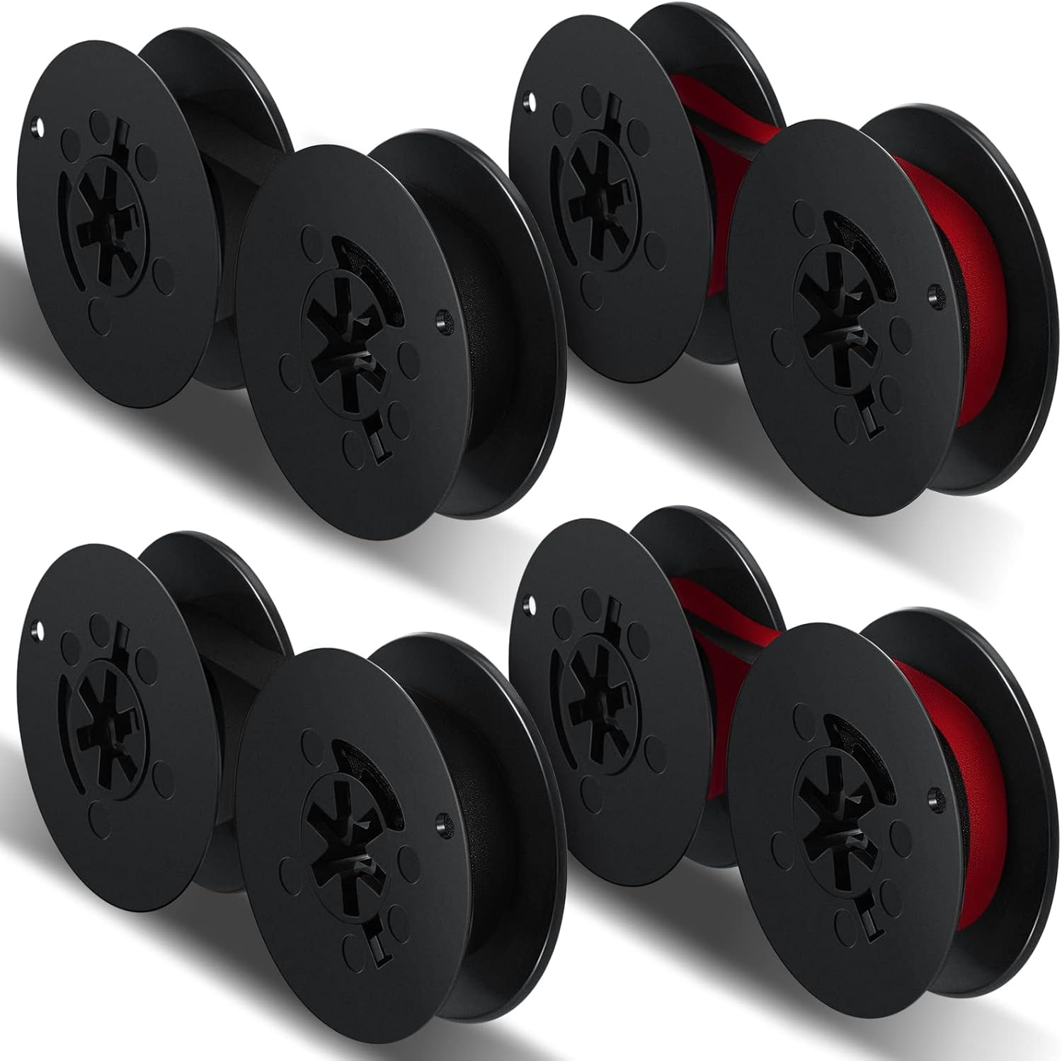 Seajan 4 Pairs Universal Dual Shaft Typewriter Ribbon Vintage Typewriter Ribbon, 1/2 Cloth for Most Machines(Black)