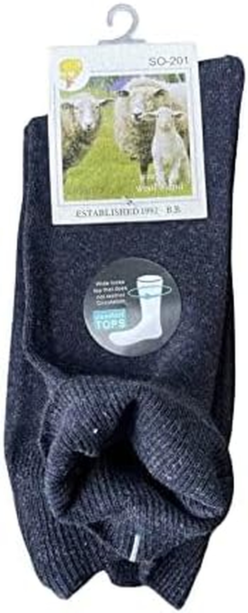 6 Pairs Loose Top Diabetic Socks Wool Blend Wide Top Mens Womens Sock Black Navy Grey image number 1