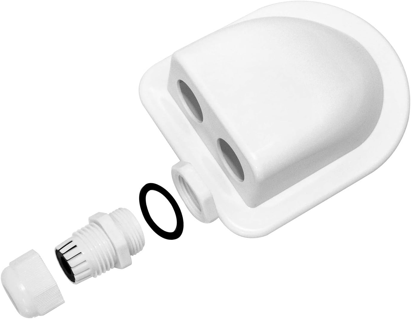 QWORK 2 Pcs IP68 Waterproof ABS Solar Double Cable Entry Gland-Weather Resistant Dual Cable Entry Housing for Solar Panels of RV, Caravan and Marine, White image number 4