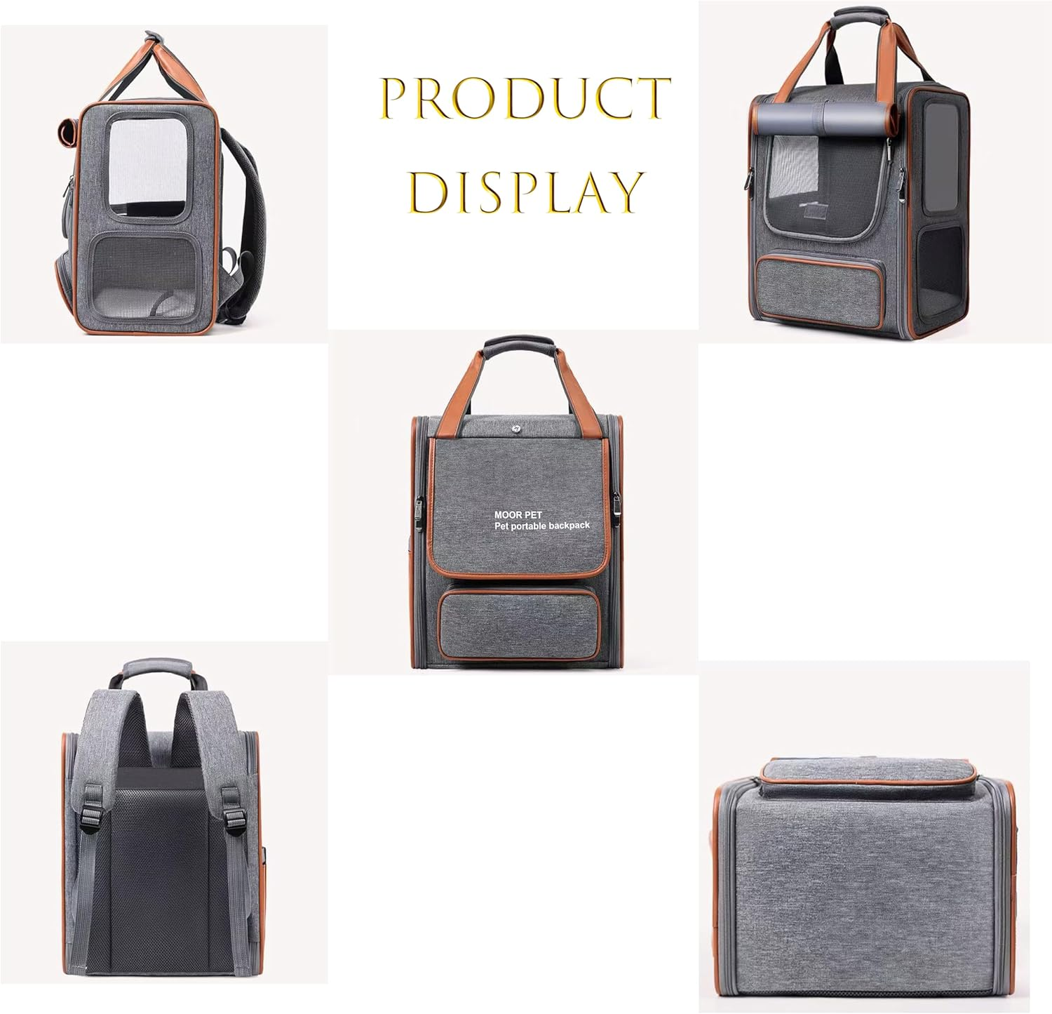 Soft-Sided Pet Carrier, Collapsible Travel Carrier for Cats and Puppies, Portable with Multiple Pockets (Gray-Backpack) - Gray-Shoulder Bag image number 3