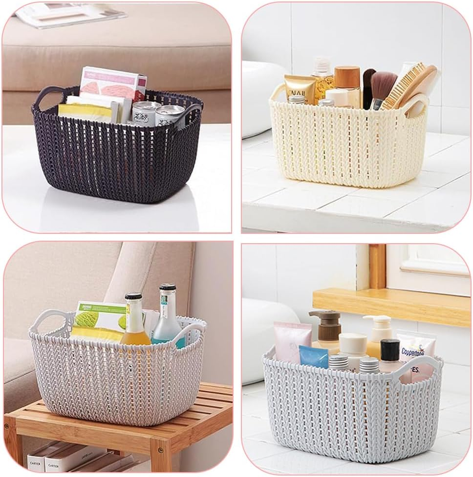 3 Pcs Clothes Hamper with Cut-Out Handles, Decorative Storage Basket, Large Woven Baskets, Suitable for Laundry Room Bedroom Bathroom (28 * 21 * 16.5 CM) image number 4
