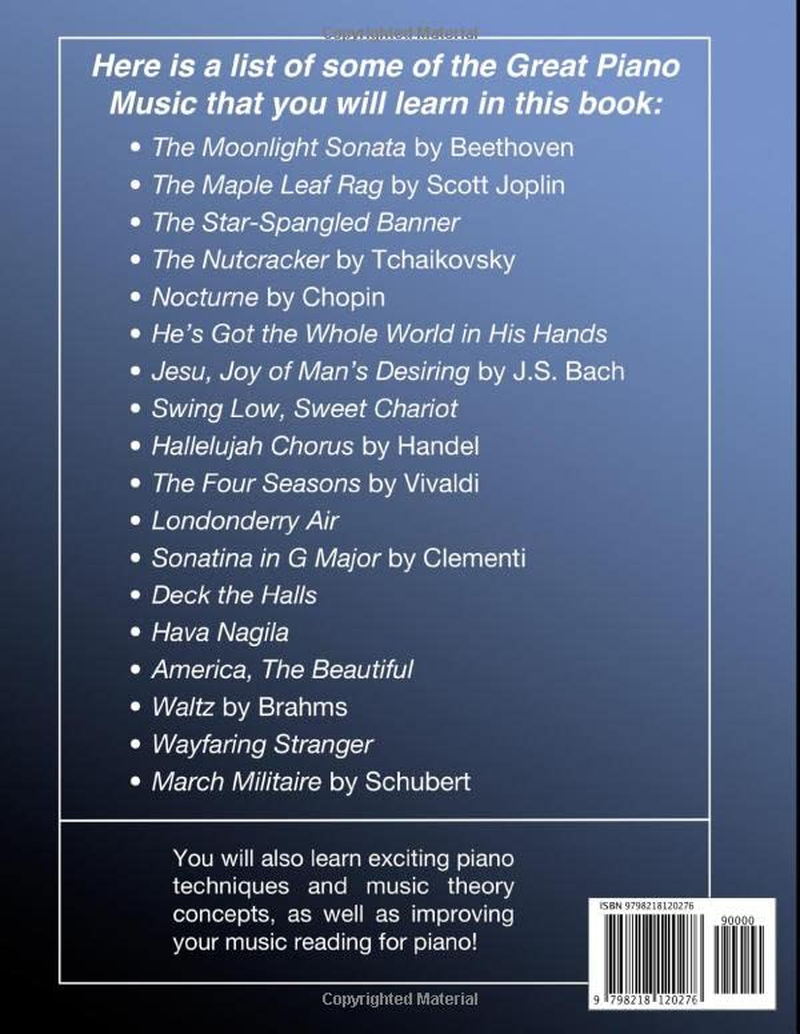 Piano Book for Adult Beginners Level 2 - Advanced Beginner to Intermediate Piano - How to Play Famous Piano Sheet Music (Like the Moonlight Sonata), Chords, Music Theory (Book & Streaming Videos) image number 1