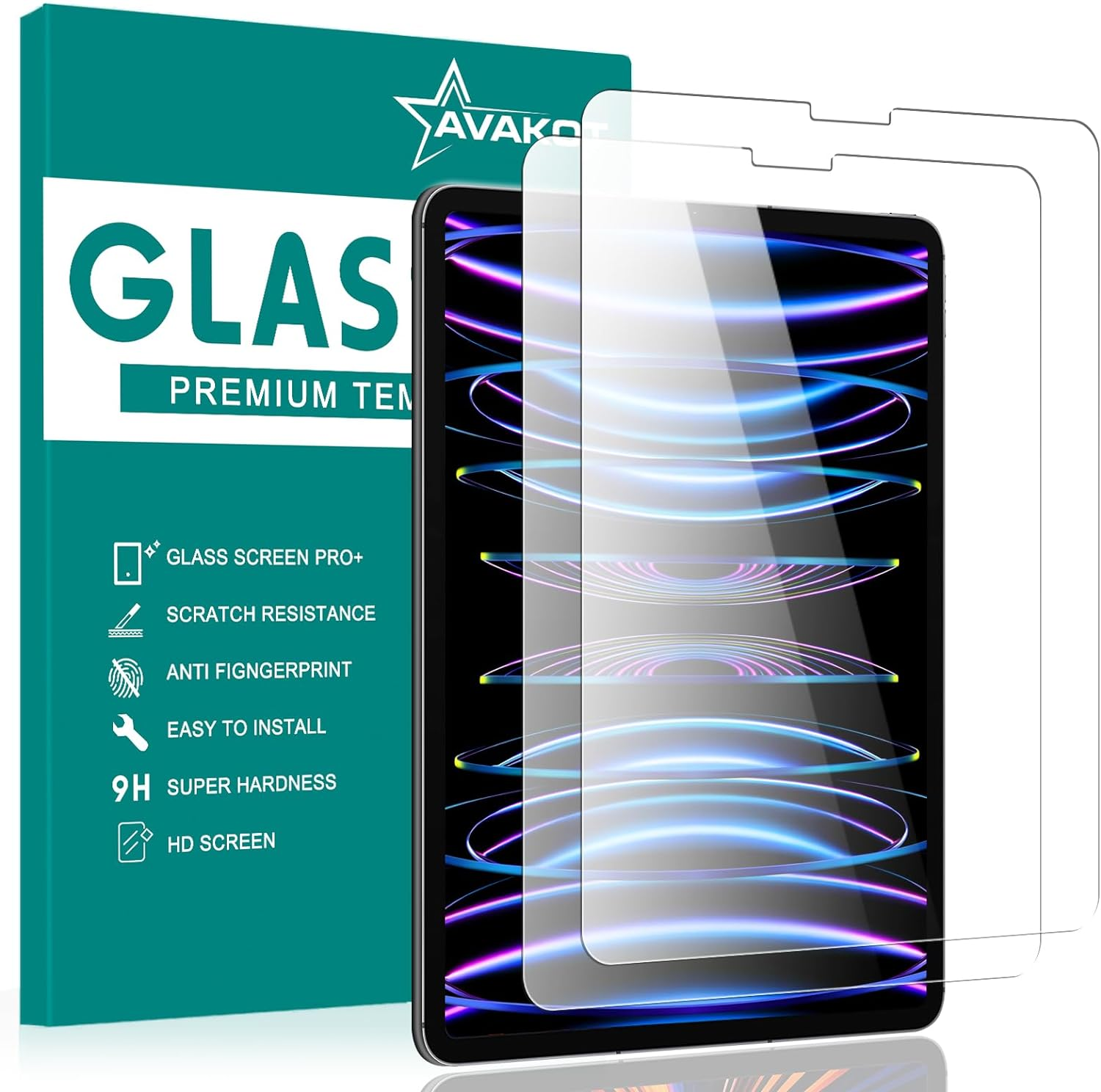 Avakot 2 Pack Ipad Pro 12.9 Screen Protector | Tempered Glass Film Compatible with Ipad Pro 12.9 Inch 5Th/4Th/3Rd Generation | Anti- Scratch Sensitive Hardness Screen Protector for Ipad Pro 12.9 image number 5