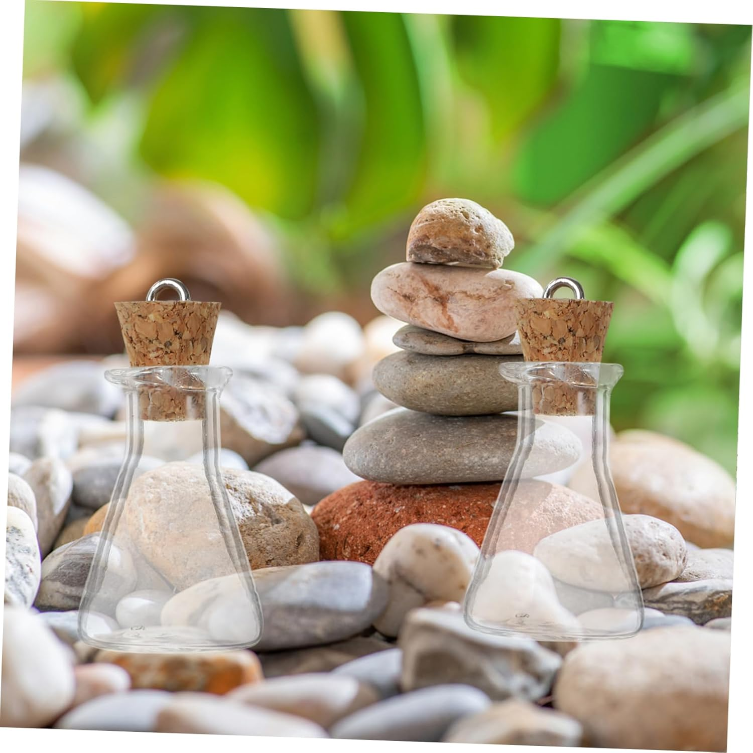 Elegant Glass Bottle Pendants Creative Wishing Bottles Set of 4 Diy Mini image number 2