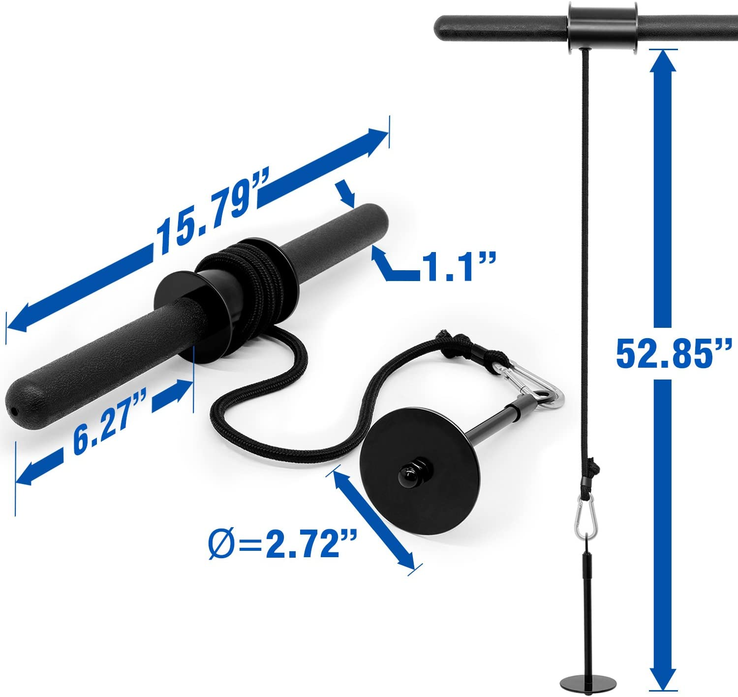 Yes4All Weight Plate Loading Pin 2.5 Cm and 5.1 Cm, Fitness LAT Cable Pulley System Gym, Heavy Duty Gym Equipment for Home with Tricep Rope Cable Attachment image number 3