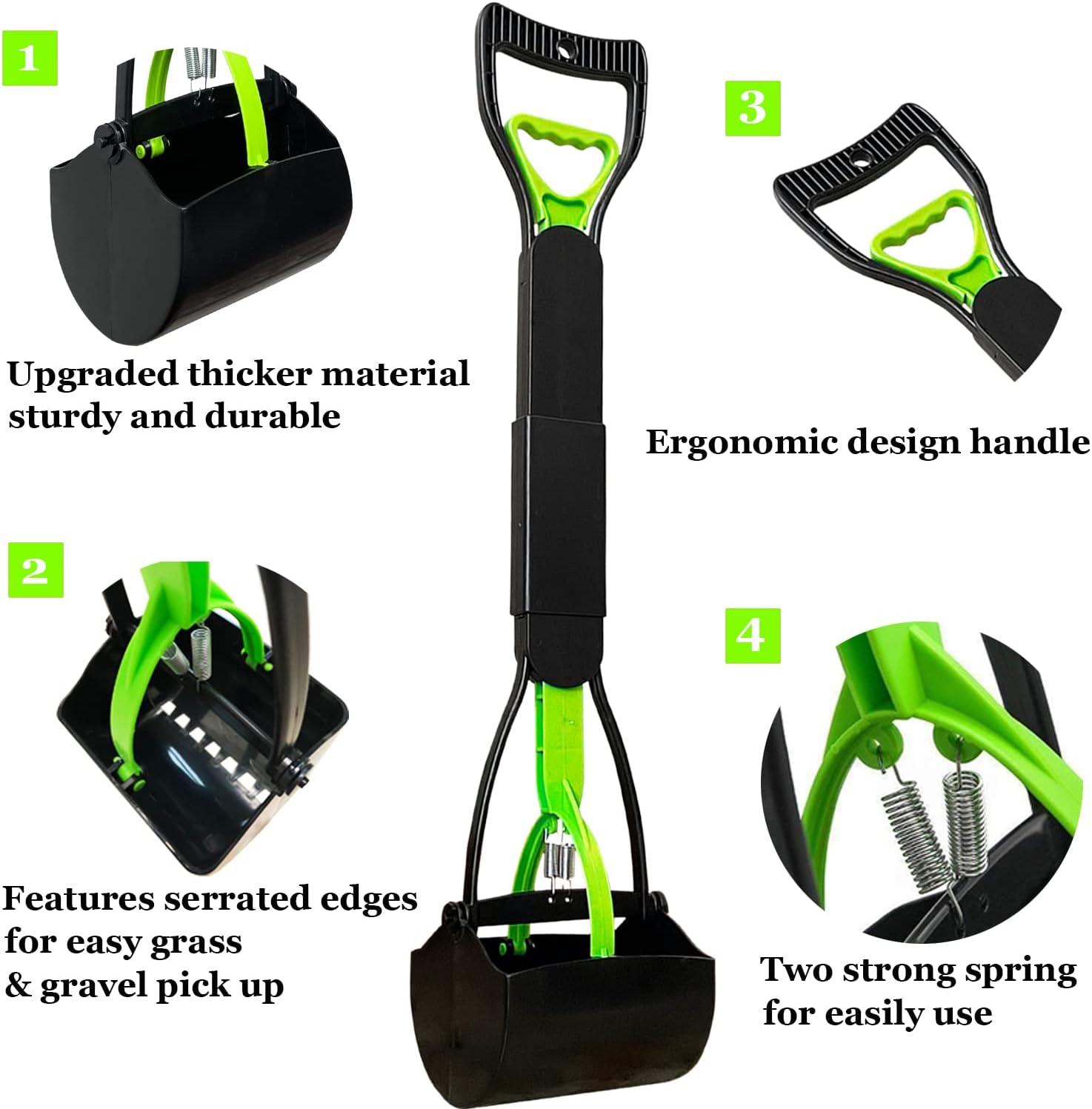 28" Large Pooper Scooper for Dogs, Heavy Duty Poop Scooper for Large Medium & Small Dog, Pet Dog Pooper Scooper for Grass & Gravel Pick Up - Dark Green image number 5
