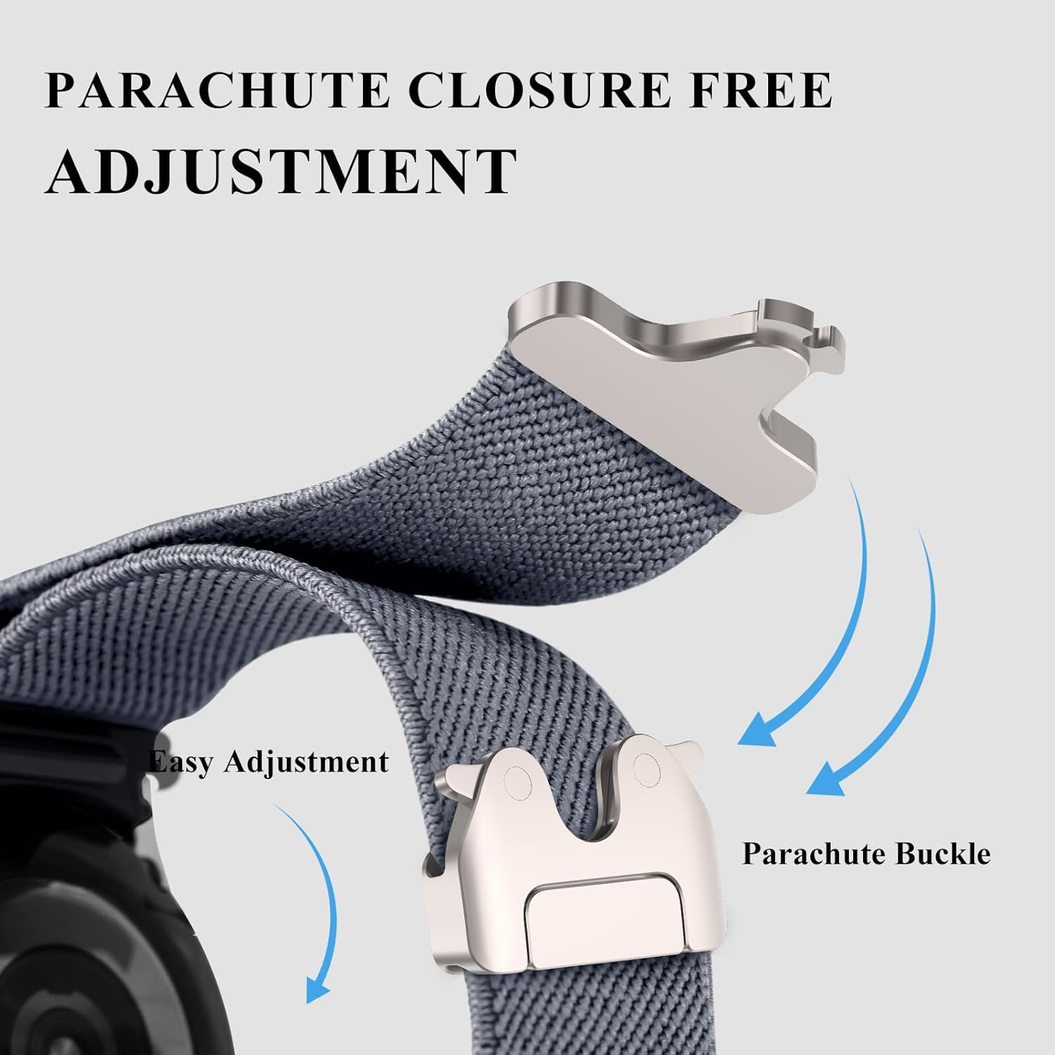 One Click Elastic Nylon Band for Samsung Galaxy Watch 7 6 5 4 Band Women Men 40Mm 44Mm/Galaxy Watch 6 4 Classic 47Mm 43Mm 42Mm 46Mm/5 Pro 45Mm/Fe, 20Mm No Gap Stretchy Parachute Buckle Watch Band image number 2