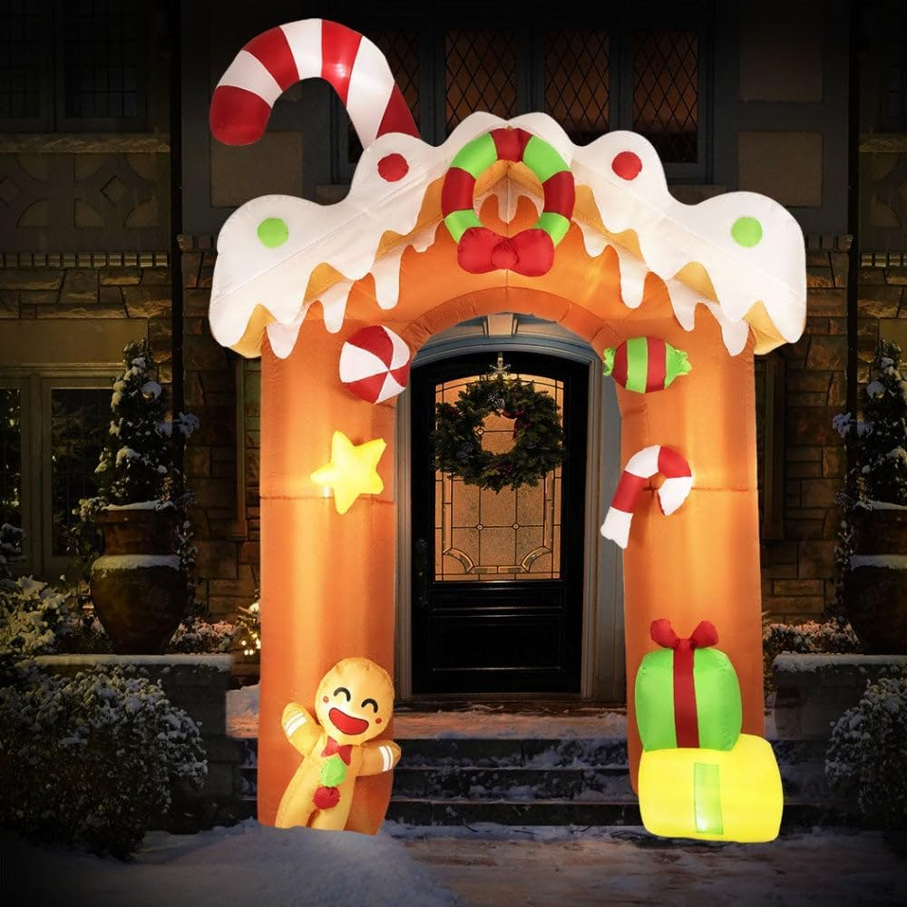 Santaco Christmas Inflatables Archway 3M Arch Door with LED Lights Self-Inflatable and Deflatable,Garden Holiday Decor Outdoor Xmas Party Decoration Multicolour 185Cm X 300Cm image number 2