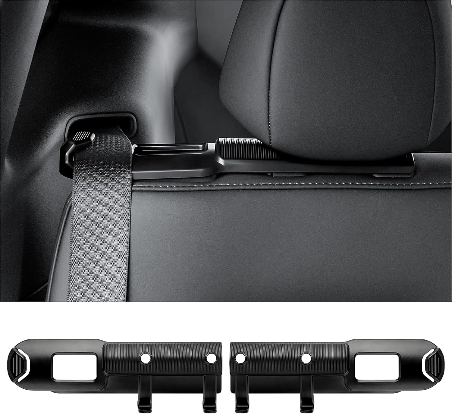 Backseat Seatbelt Guide Holder with Hook for Tesla Model Y 2020-2024 (2 Pack)